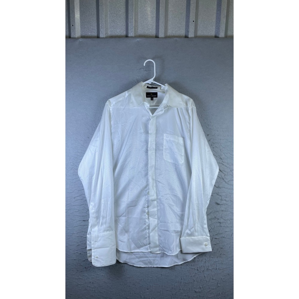 Stacy Adams Dress Shirt Mens 15.5 34-35 White New Herringbone French Cuff 13944